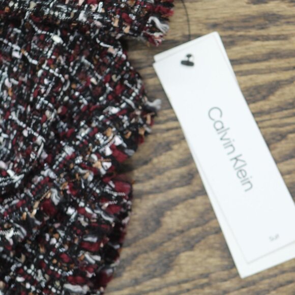 NWT Calvin Klein Open Front Tweed Blazer Jacket S47JW609 Black Red Multi 6 - Picture 5 of 8